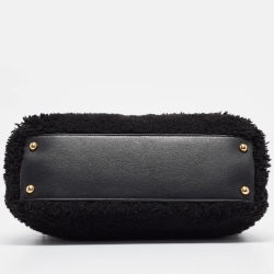 Pre Owned Chanel Black Shearling Medium Coco Top Handle Bag