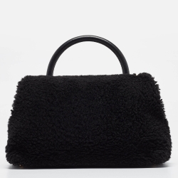 Pre Owned Chanel Black Shearling Medium Coco Top Handle Bag