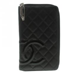 Chanel Black Quilted Leather Cambon Ligne Zippy Organizer Wallet