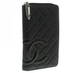 Chanel Black Quilted Leather Cambon Ligne Zippy Organizer Wallet