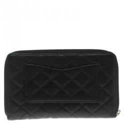 Chanel Black Quilted Leather Cambon Ligne Zippy Organizer Wallet