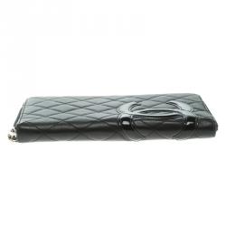 Chanel Black Quilted Leather Cambon Ligne Zippy Organizer Wallet