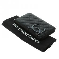 Chanel Black Quilted Leather Cambon Ligne Zippy Organizer Wallet