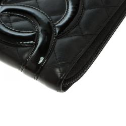 Chanel Black Quilted Leather Cambon Ligne Zippy Organizer Wallet