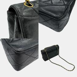 Pre Owned Chanel Black Quilted Leather Vintage Classic Flap Bag