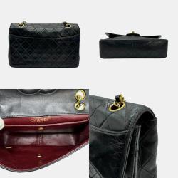 Pre Owned Chanel Black Quilted Leather Vintage Classic Flap Bag