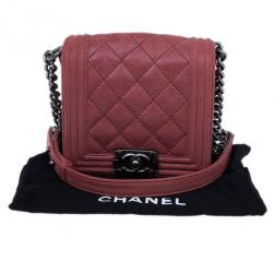 Chanel Dull Red Sueded Bull Small Boy Flap Bag
