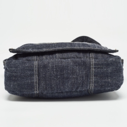 Pre Owned Chanel Navy Blue Denim CC Messenger Bag