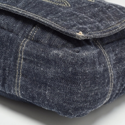 Pre Owned Chanel Navy Blue Denim CC Messenger Bag
