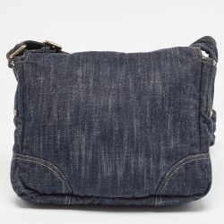 Pre Owned Chanel Navy Blue Denim CC Messenger Bag