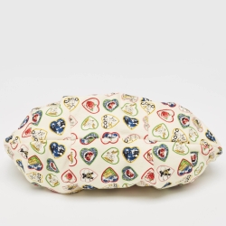 Pre Owned Chanel Off White/Multicolor Canvas Mini Valentine Heart Hobo 