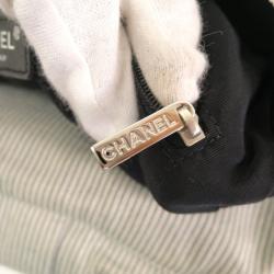 Pre Owned Chanel Grey Striped Coco Paris Boston Bag