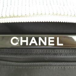 Pre Owned Chanel Grey Striped Coco Paris Boston Bag