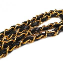 Pre Owned Chanel Black Lamb Skin Leather Double Shoulder Flap Bag Small