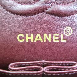 Pre Owned Chanel Black Lamb Skin Leather Double Shoulder Flap Bag Small