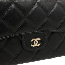 Pre Owned Chanel Black Quilted Lambskin Classic Long Wallet