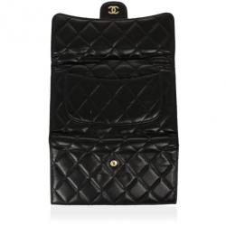 Pre Owned Chanel Black Quilted Lambskin Classic Long Wallet