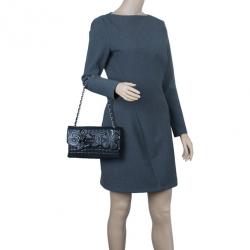 Pre Owned Chanel Black Lambskin Camelia No.5 Flap Bag