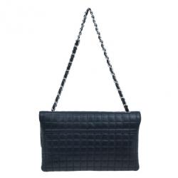 Pre Owned Chanel Black Lambskin Camelia No.5 Flap Bag