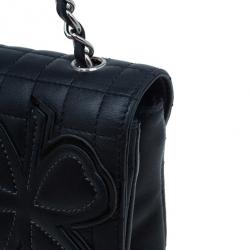 Pre Owned Chanel Black Lambskin Camelia No.5 Flap Bag