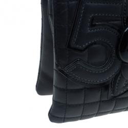 Pre Owned Chanel Black Lambskin Camelia No.5 Flap Bag