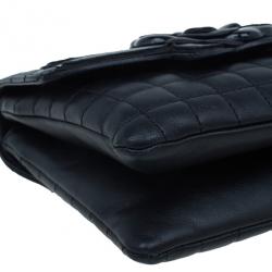 Pre Owned Chanel Black Lambskin Camelia No.5 Flap Bag