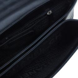 Pre Owned Chanel Black Lambskin Camelia No.5 Flap Bag