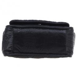 Pre Owned Chanel Black Glazed Leather Medium Bubble Flap Bag