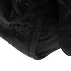 Pre Owned Chanel Black Glazed Leather Medium Bubble Flap Bag