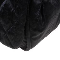 Pre Owned Chanel Black Glazed Leather Medium Bubble Flap Bag