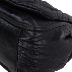 Pre Owned Chanel Black Glazed Leather Medium Bubble Flap Bag