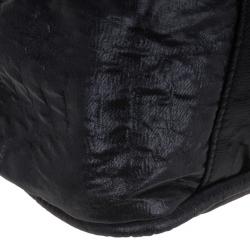 Pre Owned Chanel Black Glazed Leather Medium Bubble Flap Bag