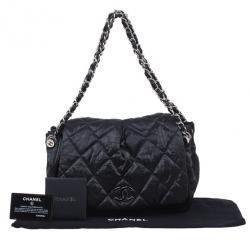 Pre Owned Chanel Black Glazed Leather Medium Bubble Flap Bag