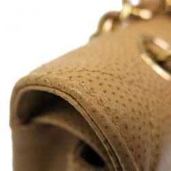 Pre Owned Chanel Beige Caviar Leather Double Flap Bag