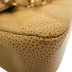 Pre Owned Chanel Beige Caviar Leather Double Flap Bag