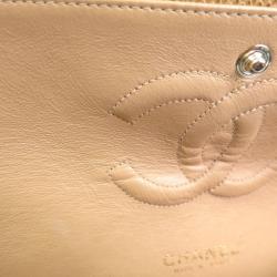 Pre Owned Chanel Beige Caviar Leather Double Flap Bag