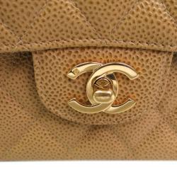 Pre Owned Chanel Beige Caviar Leather Double Flap Bag