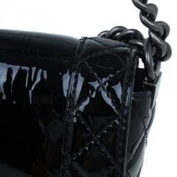 Pre Owned Chanel Black Patent Leather Boy Reverso Jumbo Flap Bag