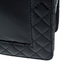 Pre Owned Chanel Black Patent Leather Boy Reverso Jumbo Flap Bag