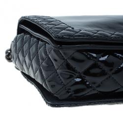 Pre Owned Chanel Black Patent Leather Boy Reverso Jumbo Flap Bag