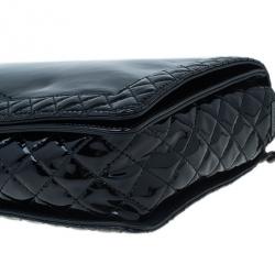 Pre Owned Chanel Black Patent Leather Boy Reverso Jumbo Flap Bag