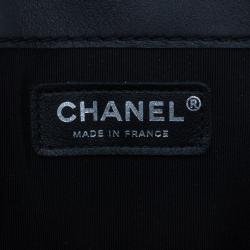 Pre Owned Chanel Black Patent Leather Boy Reverso Jumbo Flap Bag