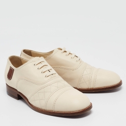 Chanel Cream Leather Lace Up Oxfords Size 41