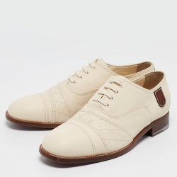 Chanel Cream Leather Lace Up Oxfords Size 41