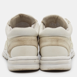 مملوكة مسبقًا Chanel White Suede and Fabric CC Low Top Sneakers Size 38