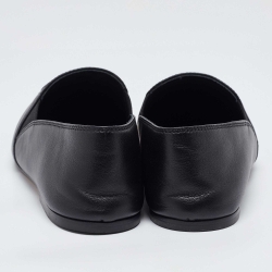 Pre Owned Chanel Black Leather CC Slip On Loafers Size 39