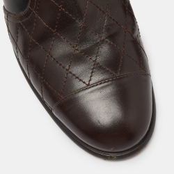 Pre Owned Chanel Brown/Black Quilted Leather Buckle Detail Mules Size 39.5