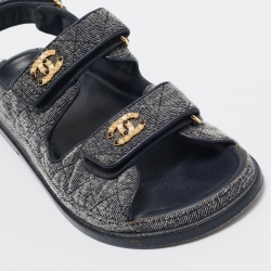 Chanel Two Tone Velvet CC Dad Sandals Size 37