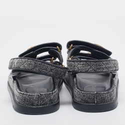 Chanel Two Tone Velvet CC Dad Sandals Size 37