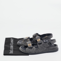 Chanel Two Tone Velvet CC Dad Sandals Size 37
